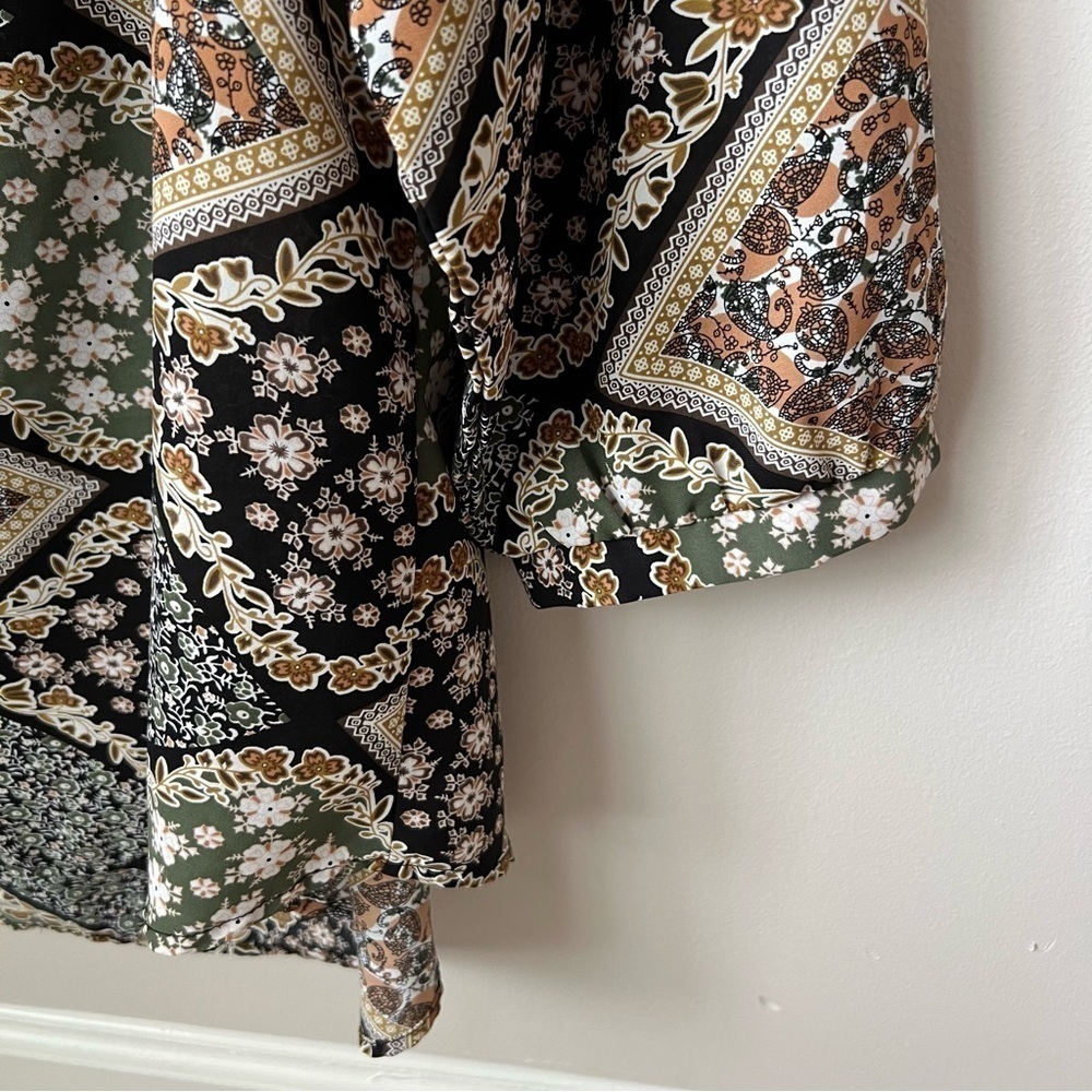 Indigo Soul Floral Tunic Top Flowy Button Front Back Pleat Hippie Boho Multi 2XL - Picture 4 of 10
